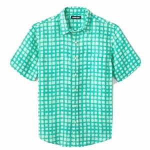 New Men's Lands End Global Green Linen Shirt
